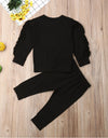 Newborn Baby Boys Girls Ruffles Jumper Solid Long Sleeve Sweatshirt Tops Pants Infant Kids 2Pcs Outfits Clothes Set Fall Clothes