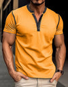 Fashion Short-sleeved Polo Shirt Summer Button V-neck T-shirt Tops Mens Clothing