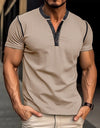 Fashion Short-sleeved Polo Shirt Summer Button V-neck T-shirt Tops Mens Clothing