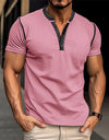 Fashion Short-sleeved Polo Shirt Summer Button V-neck T-shirt Tops Mens Clothing