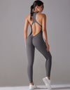 Solid Beauty-back Long Pants Jumpsuit Yoga Fitness Running Dance Slim Bodysuit Women Sports Clothing