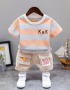 Summer Letter Lapel Short Sleeve Two-piece Suit