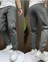 Men's Ice Silk Stitching Six-pocket Embroidery High Elastic Casual Pants
