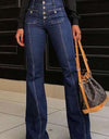 Stitching Washed Denim Stretch Slim Fit Bell-bottom Pants