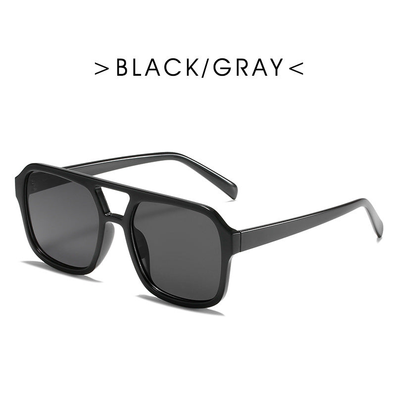 Square Double Beam Sunglasses Men And Women Retro Personality