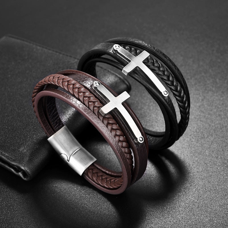 Multilayer leather bracelet