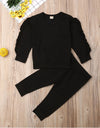 Newborn Baby Boys Girls Ruffles Jumper Solid Long Sleeve Sweatshirt Tops Pants Infant Kids 2Pcs Outfits Clothes Set Fall Clothes