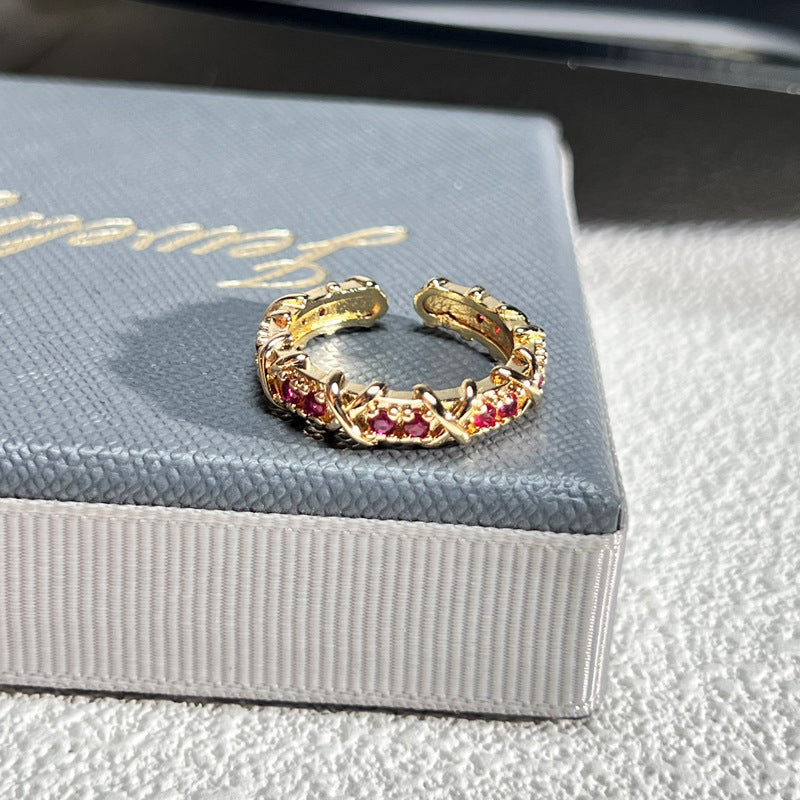 French Rose Zircon Light Luxury High-grade Ring