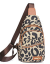 Leopard Print Sling Chest Bag With Headphone Jack Crossbody Backpack Shoulder Bag Women