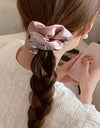 Satin Bow Fabric Large Intestine Hair Ring For Women
