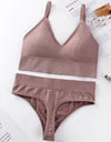 Women's Thin French Style No Steel Ring Panties And Bra Set