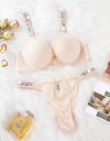 Lace Rhinestone Bra Underwear Suit