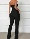 Summer Ladies' Solid Color Vacation Style Tube Top High-Slit And Flare Pants Two-Piece Set