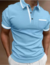 Men's Casual Square Collar Double Buckle Printed Short Sleeve