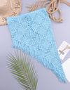 European And American Women's See Through Hollow Knitted Skirt With Slanted Fringe Beach