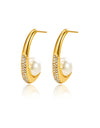 Fashion Stainless Steel Rhinestone Pearl Earrings