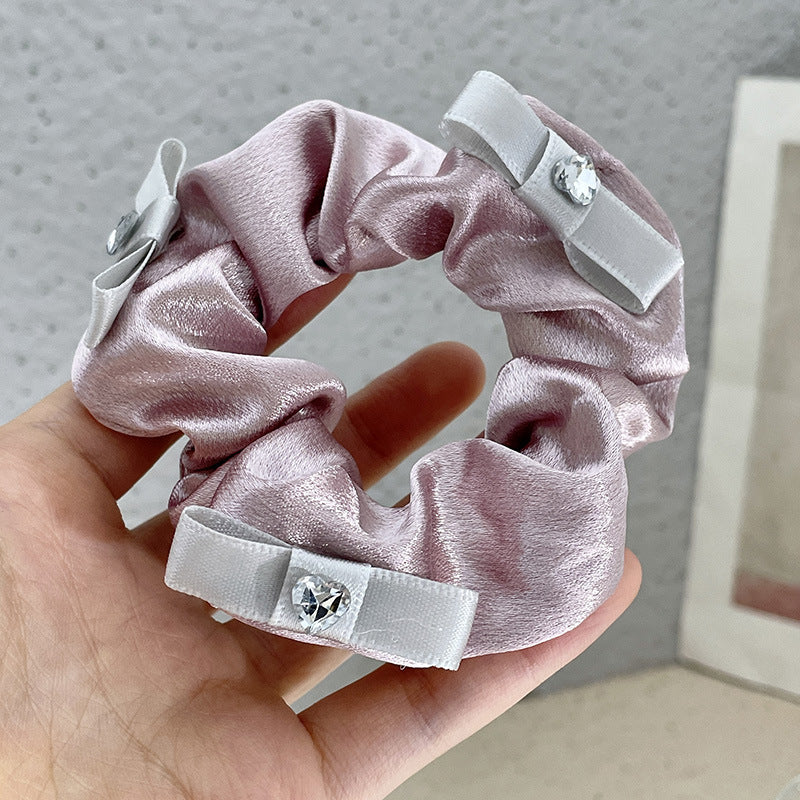Satin Bow Fabric Large Intestine Hair Ring For Women