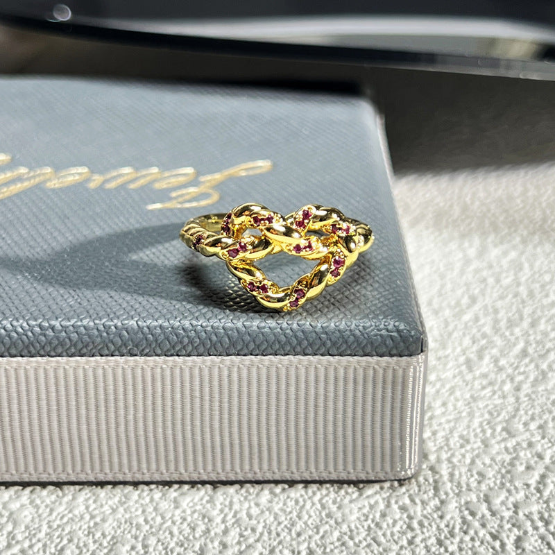 French Rose Zircon Light Luxury High-grade Ring