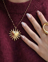 18K Gold Fire SUNFLOWER Love Pendant Necklace