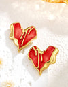 Liquid Irregular Heart-shaped Dripping Stud Earrings Women