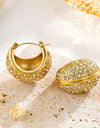 Titanium Steel Gold Plated Gold Oval Diamond Earrings