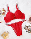 Lace Rhinestone Bra Underwear Suit