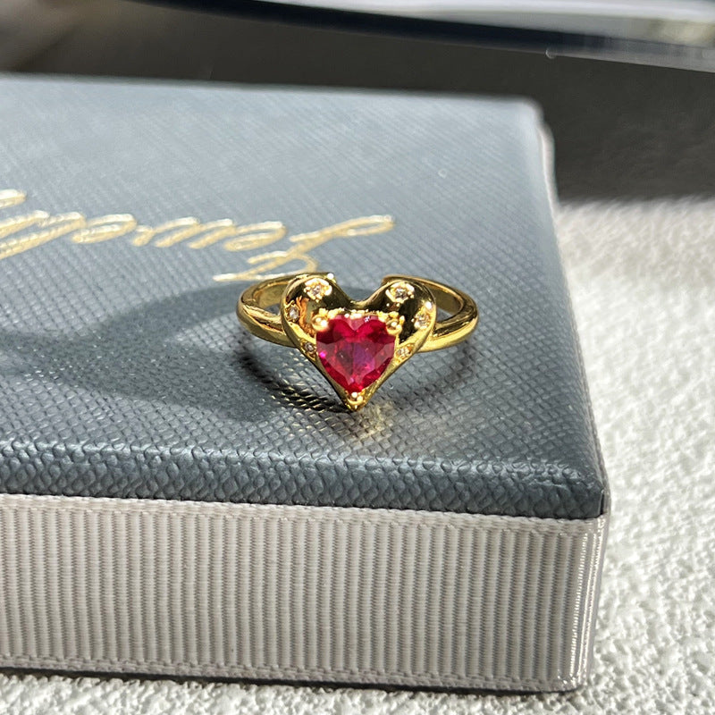 French Rose Zircon Light Luxury High-grade Ring