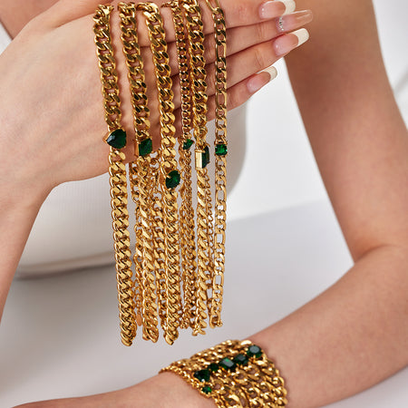 European And American 18K Gold-plated Inlaid Zircon Light Luxury Non-fading Stainless Steel Bracelet Necklace