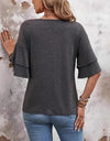 Women's V-neck Flounce Fashion T-shirt