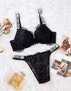 Lace Rhinestone Bra Underwear Suit