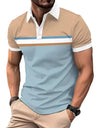 Color Stitching Turnover Neck Button Short Sleeve T-shirt