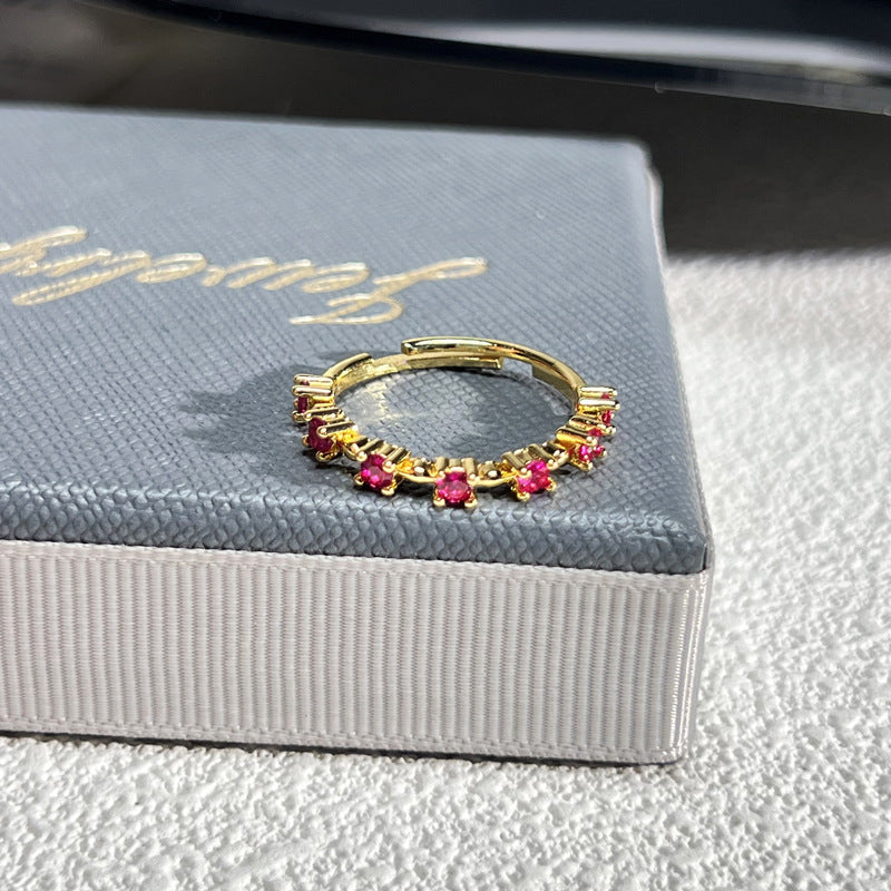 French Rose Zircon Light Luxury High-grade Ring