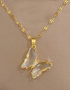 European And American Ins Crystal Zircon Butterfly Pendant Necklace