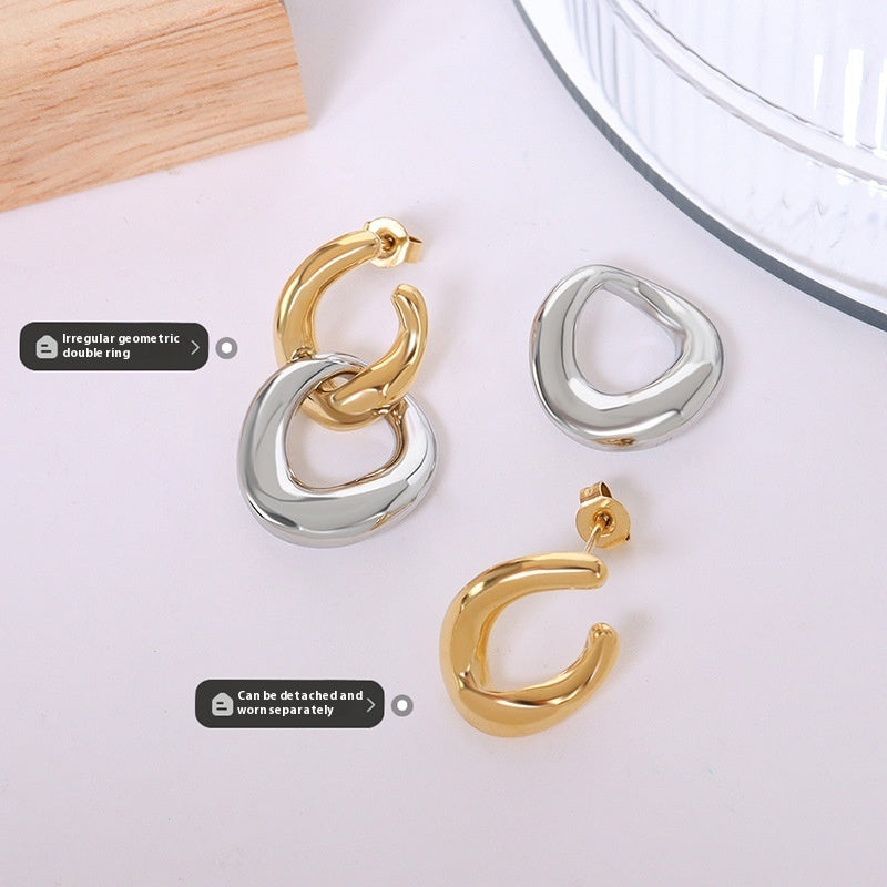 Detachable Titanium Steel Ear Studs Earrings Plated With 18 Real Gold