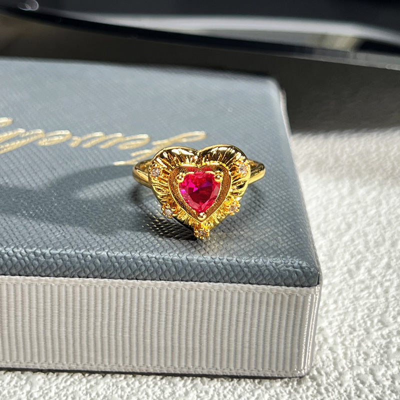 French Rose Zircon Light Luxury High-grade Ring