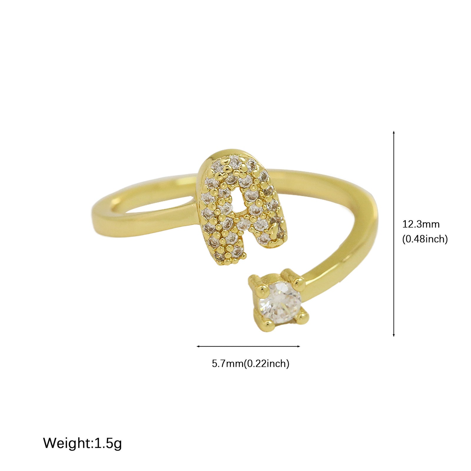 Cute 26 English Letters Open Adjustable Personality Ring