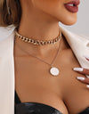 Double Layer White Shell Necklace Fashion Personality Metal
