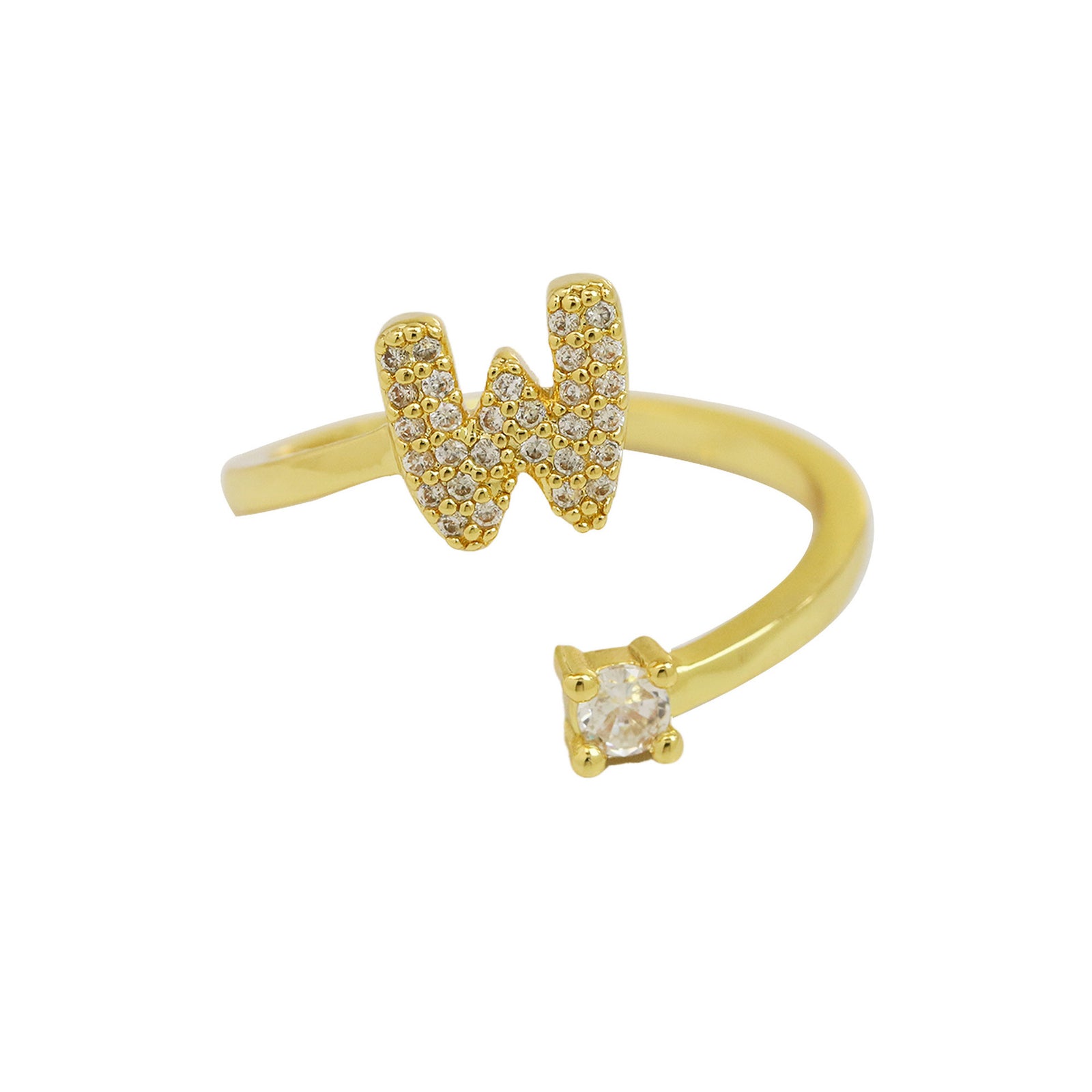 Cute 26 English Letters Open Adjustable Personality Ring