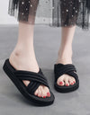Women's Fashion Cross Thick Wedge-heel Slippers