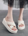 Women's Fashion Cross Thick Wedge-heel Slippers
