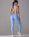 Solid Beauty-back Long Pants Jumpsuit Yoga Fitness Running Dance Slim Bodysuit Women Sports Clothing