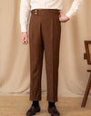 Men's Adjustable Buckle High Waist Straight Casual Suit Pants