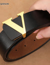 Factory Direct Sales Retro Smooth Genuine Leather Pure Cowhide Letter V Pants Belt