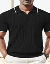 Striped Casual Stand Collar Shirt Solid Color Short Sleeve Top