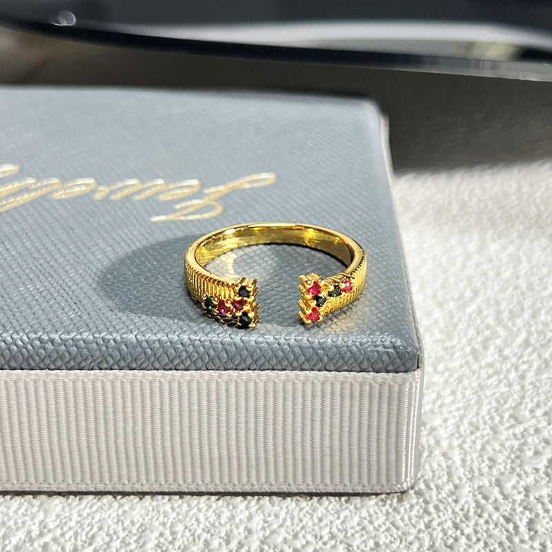 French Rose Zircon Light Luxury High-grade Ring