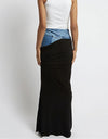 Fashion Black Panel Denim Skirt
