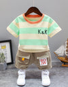 Summer Letter Lapel Short Sleeve Two-piece Suit