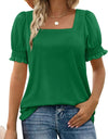 Spring And Summer New Fashion Simple U-neck Petal Sleeve Loose T-shirt