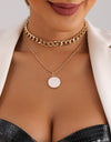 Double Layer White Shell Necklace Fashion Personality Metal