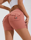 High Waist Hip Lifting Shorts With Pockets Quick Dry Yoga Fitness Sports Pants Summer Women Clothes